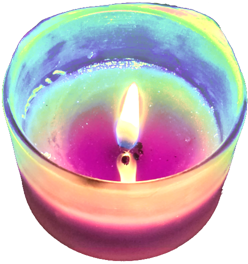 candle with messed up colours, deep fried if you will